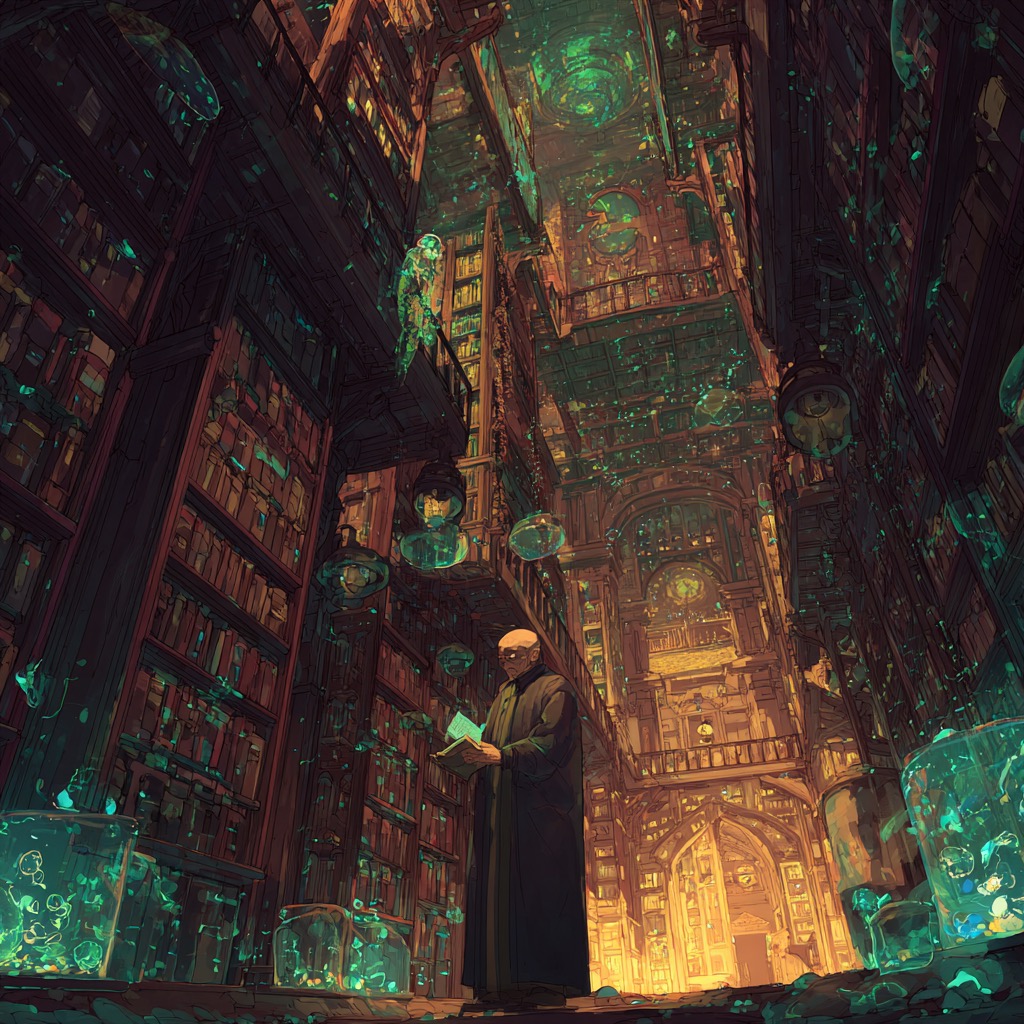 L'archiviste Soval dans sa bibliotheque