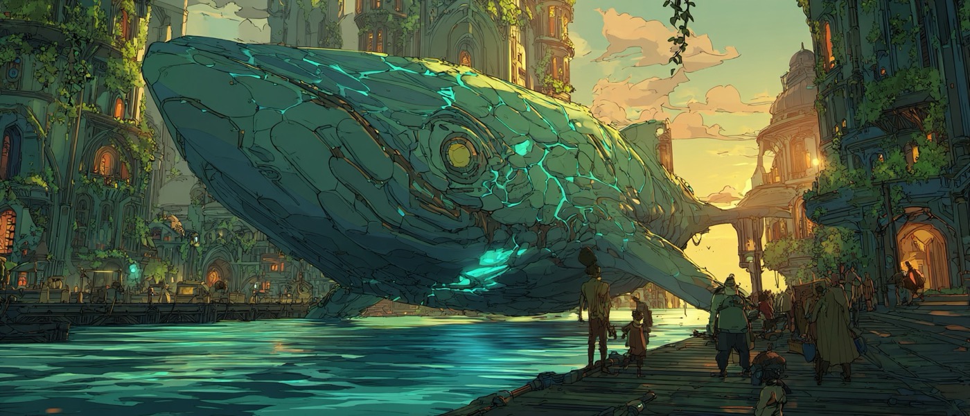 Chimere-baleine dans le port de Genomia