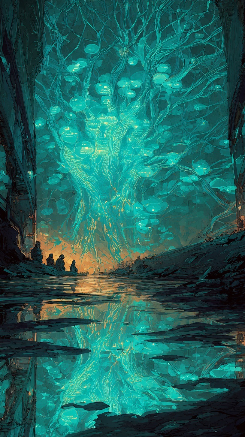 Murale bioluminescente — le code du vivant rendu visible