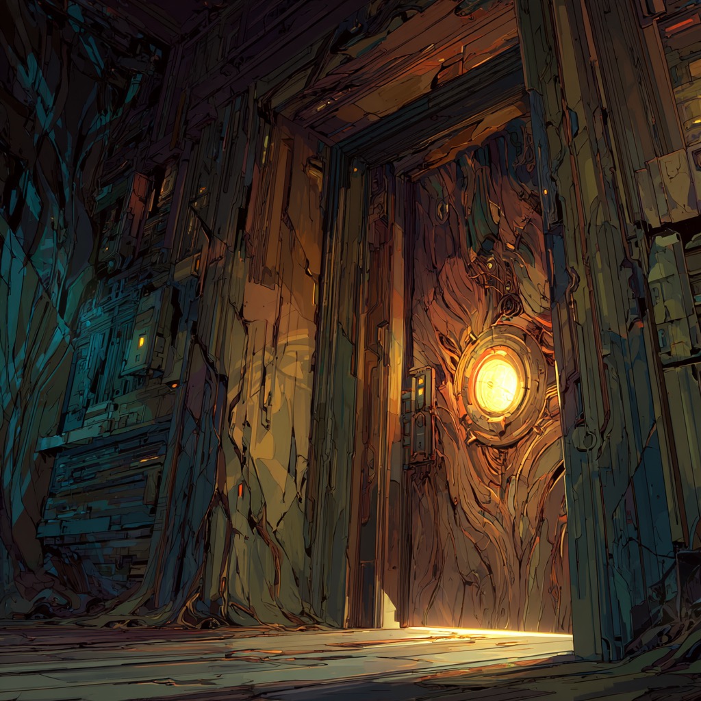 Porte de bois vivant avec serrure biometrique ambrée